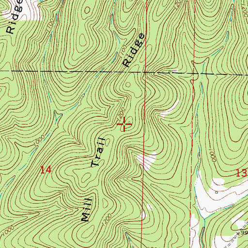 Topographic Map of Mill Trail Ridge, MO