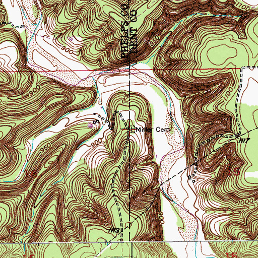 Topographic Map of Miller Cemetery, MO