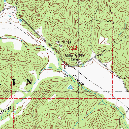 Topographic Map of Miller Creek School (historical), MO