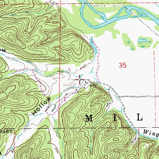 Topographic Map of Miller Hollow, MO