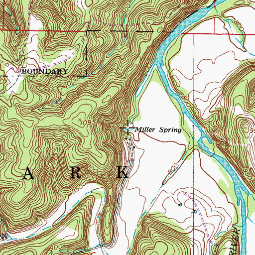 Topographic Map of Miller Spring, MO