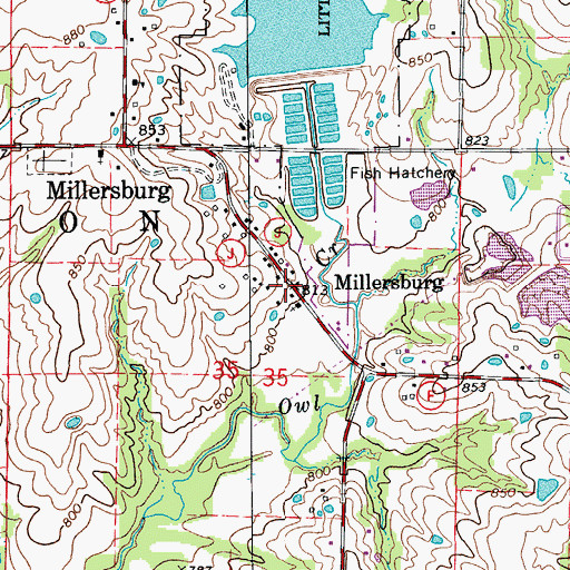Topographic Map of Millersburg, MO