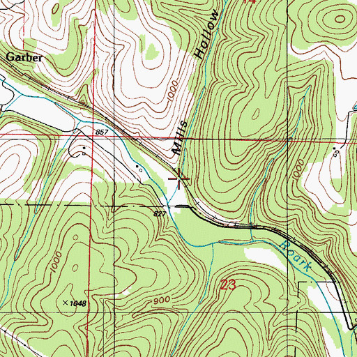 Topographic Map of Mills Hollow, MO