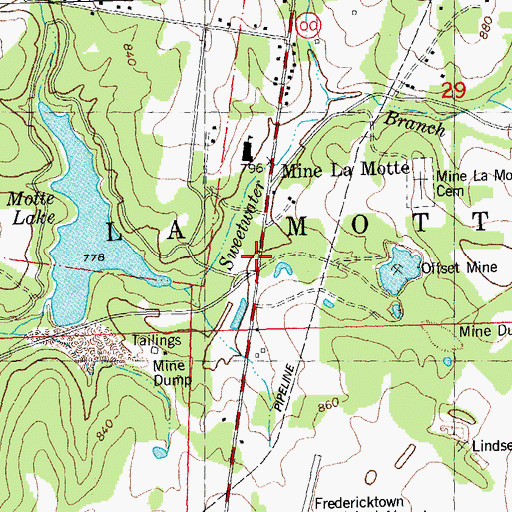 Topographic Map of Mine La Motte, MO