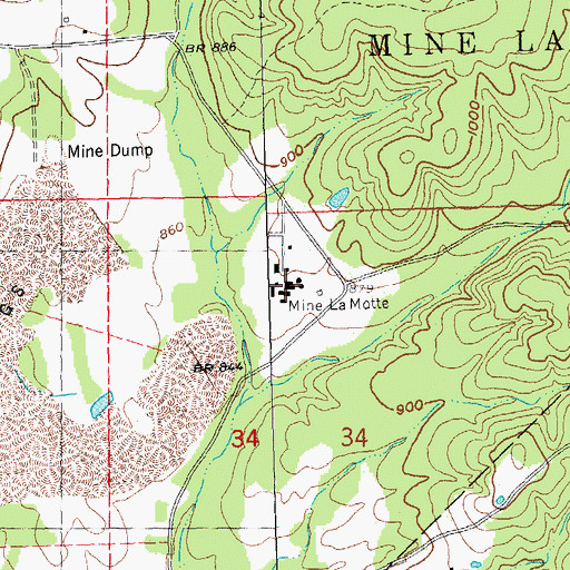 Topographic Map of Mine LaMotte, MO