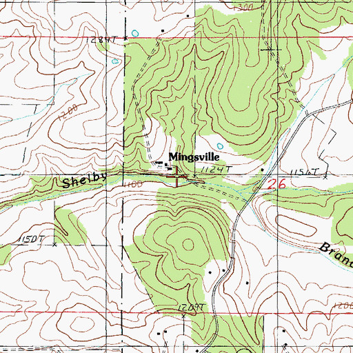 Topographic Map of Mingsville, MO