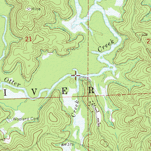 Topographic Map of Mink Creek, MO