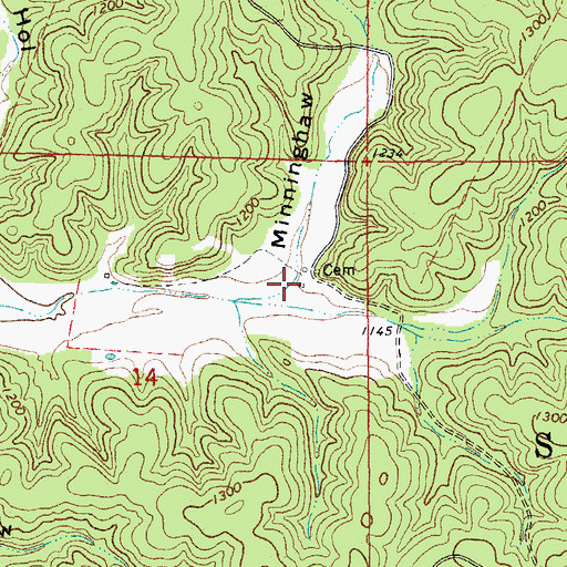 Topographic Map of Minninghaw Hollow, MO