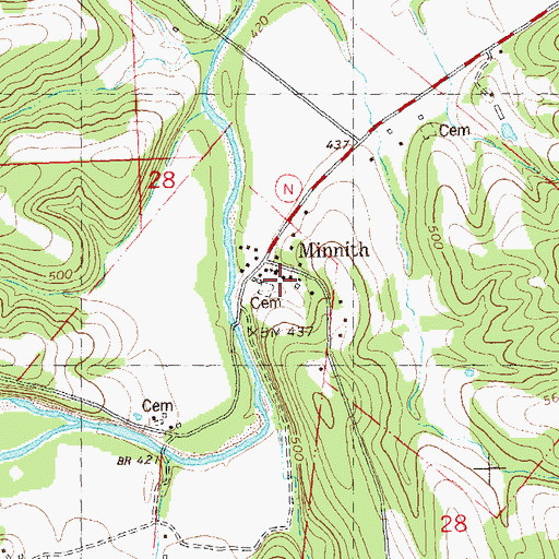 Topographic Map of Minnith, MO