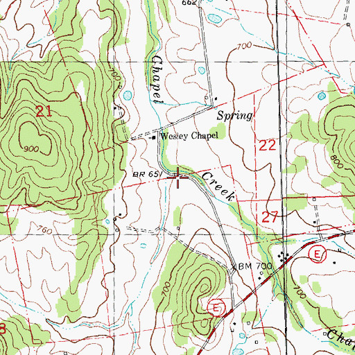 Topographic Map of Mitchell Creek, MO