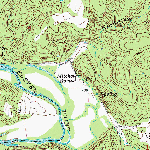 Topographic Map of Mitchell Spring, MO