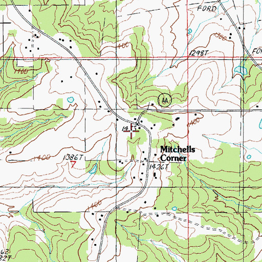 Topographic Map of Mitchells Corner, MO