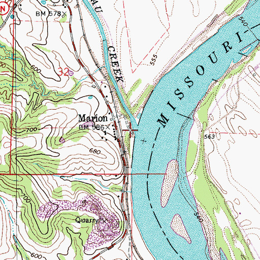 Topographic Map of Moniteau Creek, MO