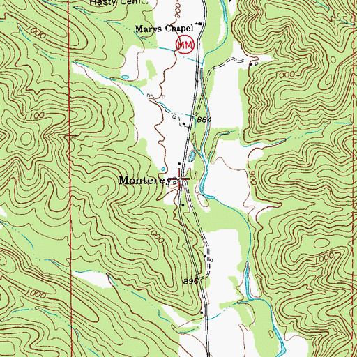 Topographic Map of Monterey, MO