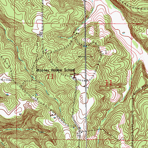 Topographic Map of Mooney Hollow School, MO