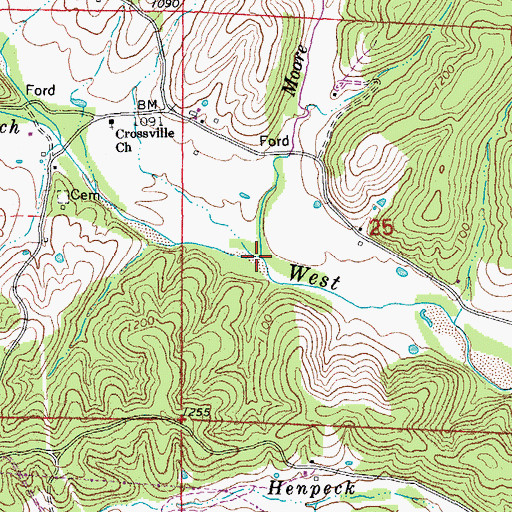 Topographic Map of Moore Branch, MO
