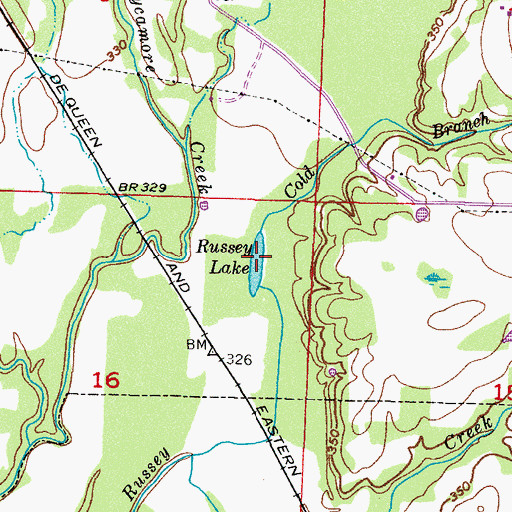 Topographic Map of Russey Lake, AR