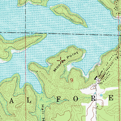 Topographic Map of Moores Point, MO