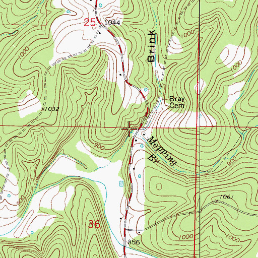 Topographic Map of Mopping Branch, MO