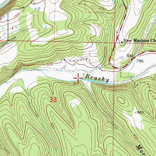 Topographic Map of Mores Branch, MO