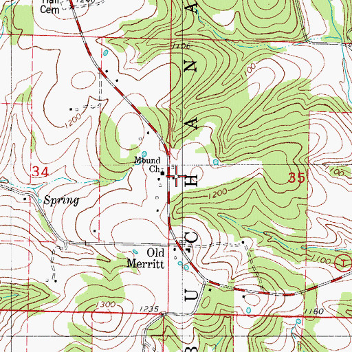 Topographic Map of Mound School, MO