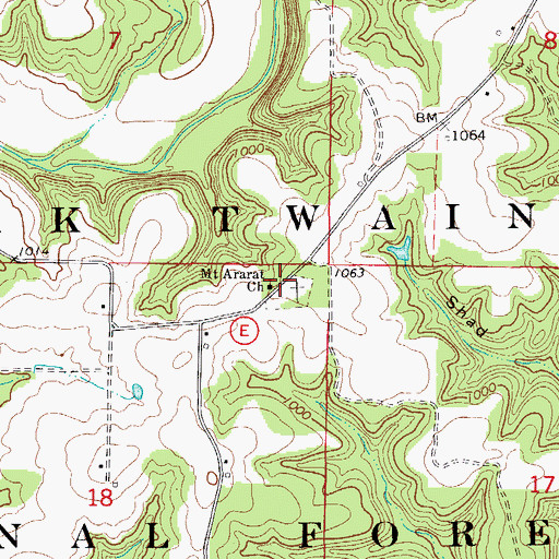 Topographic Map of Mount Ararat Church, MO