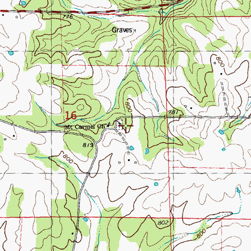 Topographic Map of Mount Carmel Church, MO