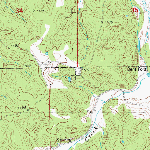 Topographic Map of Mount Dyke School, MO