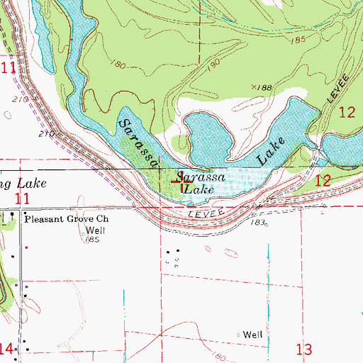Topographic Map of Sarassa Lake, AR