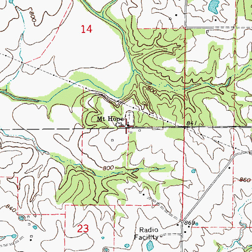 Topographic Map of Mount Hope Church, MO