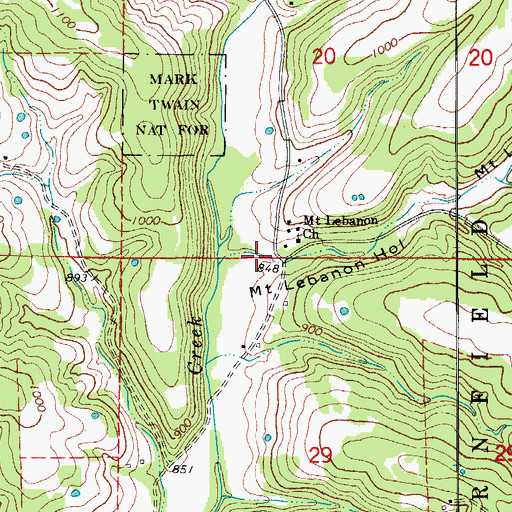 Topographic Map of Mount Lebanon Hollow, MO