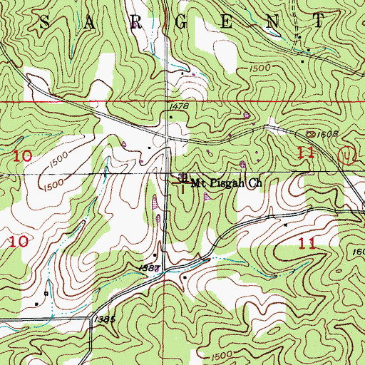 Topographic Map of Mount Pisgah Church, MO