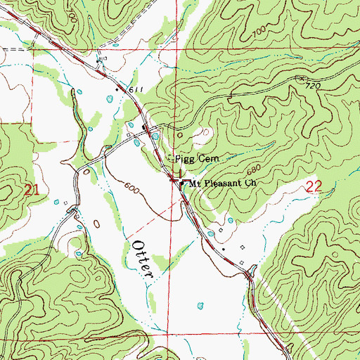 Topographic Map of Mount Pleasant Church, MO