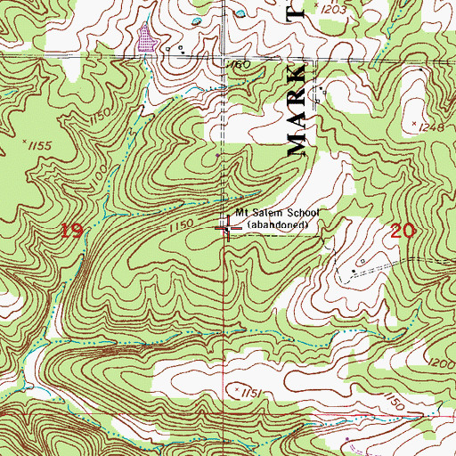 Topographic Map of Mount Salem School, MO