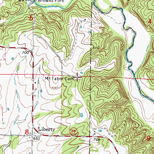 Topographic Map of Mount Tabor Cemetery, MO