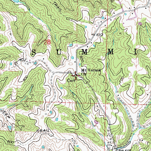 Topographic Map of Mount Vernon Church, MO