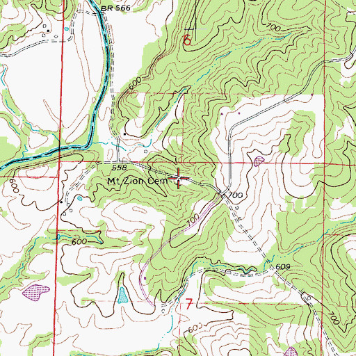Topographic Map of Mount Zion Cemetery, MO