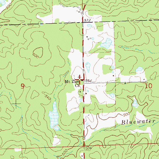 Topographic Map of Mount Zion Church, MO