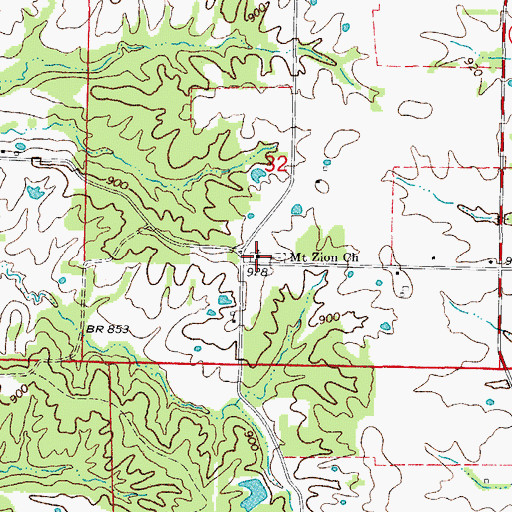 Topographic Map of Mount Zion Church, MO