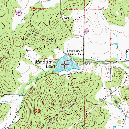 Topographic Map of Mountain Lake, MO