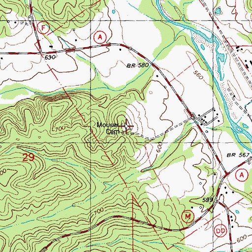 Topographic Map of Mouser Cemetery, MO