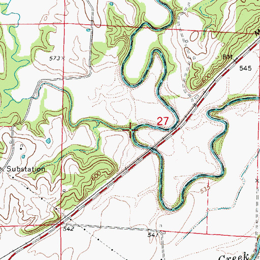 Topographic Map of Muddy Creek, MO