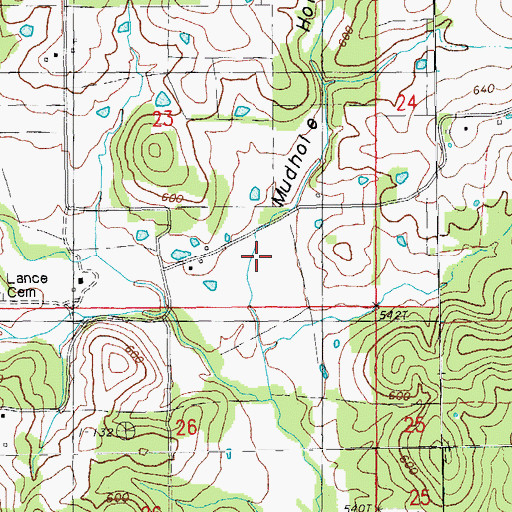 Topographic Map of Mudhole Hollow, MO