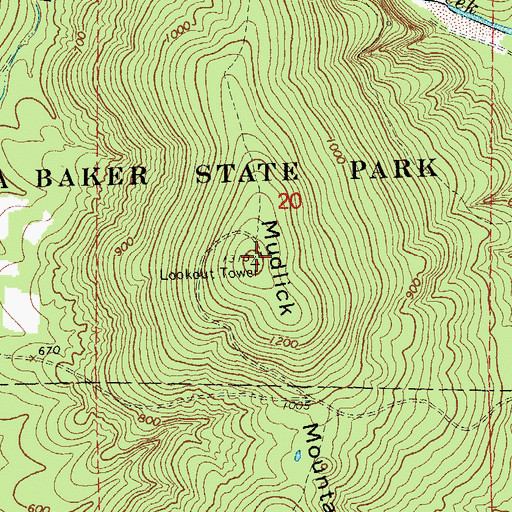 Topographic Map of Mudlick Mountain, MO