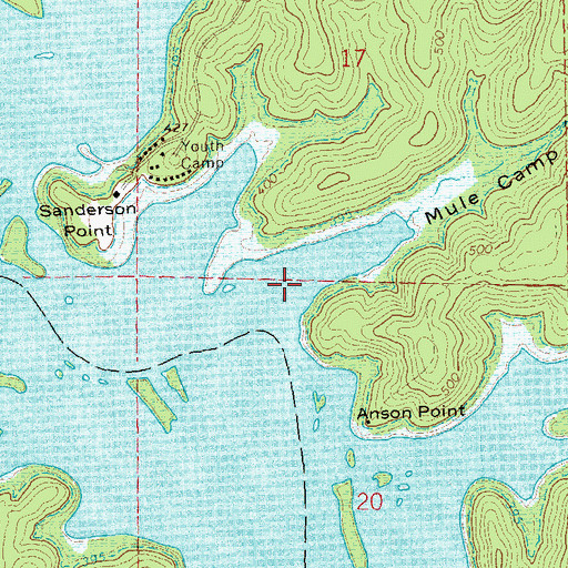 Topographic Map of Mule Camp Hollow, MO