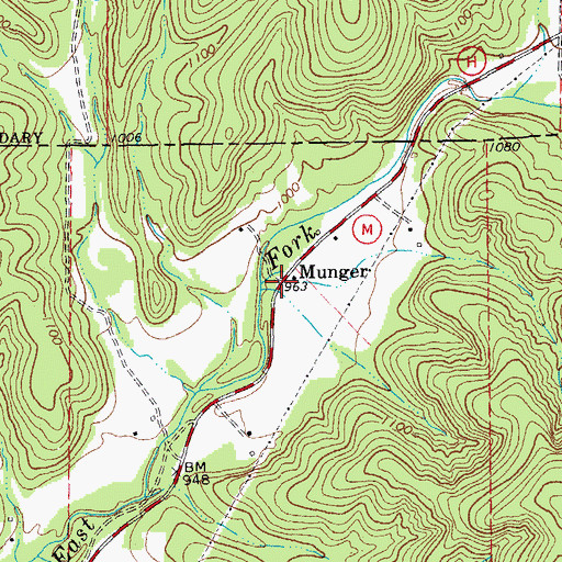 Topographic Map of Munger, MO