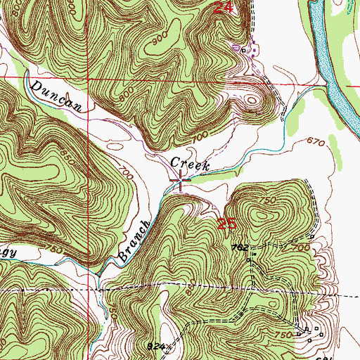 Topographic Map of Mungy Branch, MO