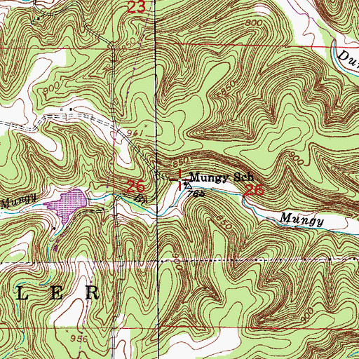 Topographic Map of Mungy School, MO