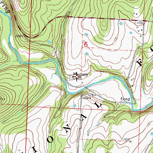 Topographic Map of Munsey Cemetery, MO
