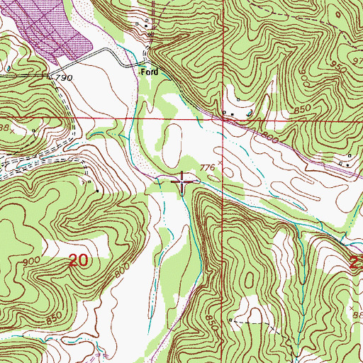 Topographic Map of Murphy Creek, MO